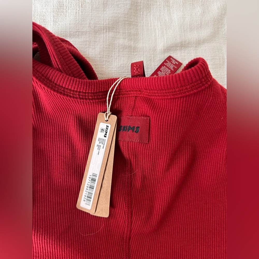 SKIMS RED COTTON RIB TANK CATSUIT - Picture 6 of 7